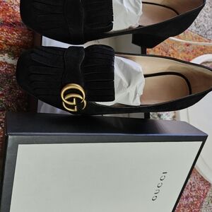 Black Gucci Marmont loafer pump low heel Black suede 39.5